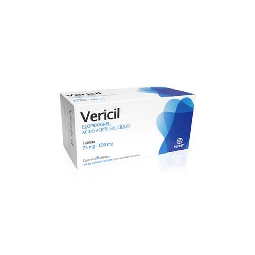 CLOPIDOGREL / AC.ACETILSALICILICO 75mg/100mg C/28 tab VERICIL | Farmasuper